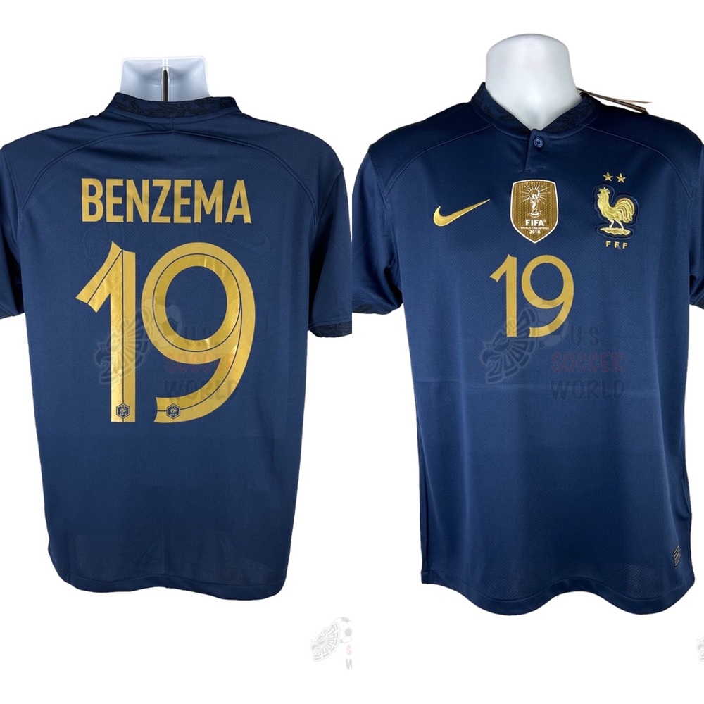 New World Cup QATAR 2022 FRANCE Benzema #19 Home Mens Soccer Jersey